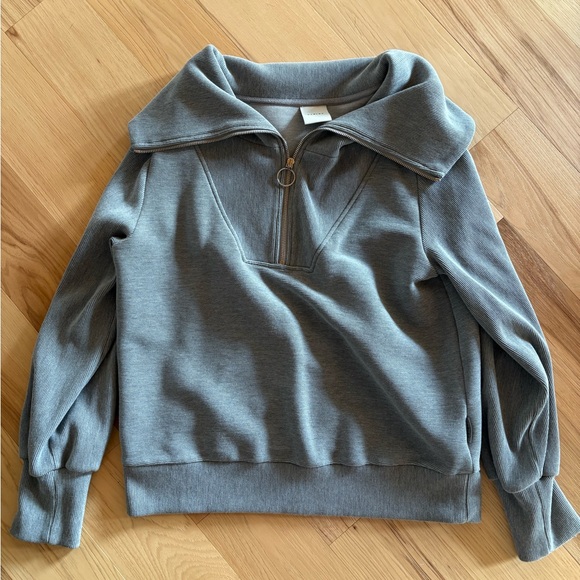 Varley Ribbed Knit Jacket in Light Gray - Picture 1 of 3